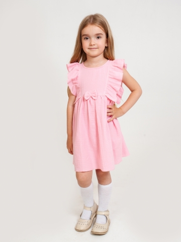 Купить 322-Р. Платье из муслина детское, хлопок 100% розовый, р. 74,80,86,92 в Нижнем Новгороде