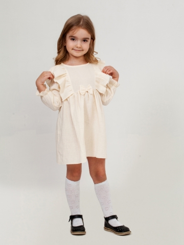 Купить 321-СЛ. Платье из муслина детское, хлопок 100% сливочный, р. 98,104,110,116 в Нижнем Новгороде