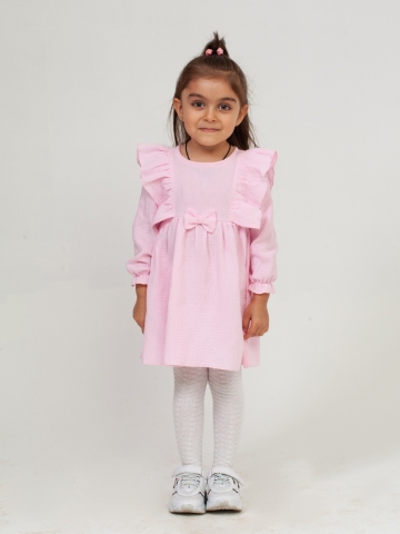 Купить 321-Р. Платье из муслина детское, хлопок 100% розовый, р. 98,104,110,116 в Нижнем Новгороде